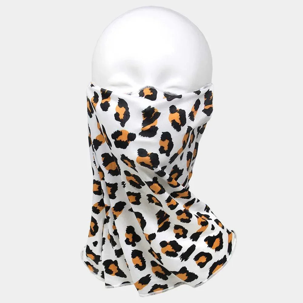 Beige Leopard Print Face Tube Mask / Scarf - Jewelry Store by Erik Rayo