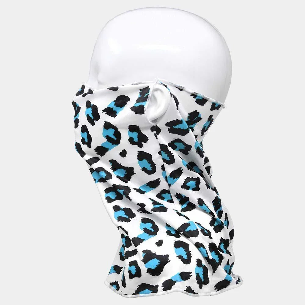 Blue Leopard Print Face Tube Mask / Scarf - Jewelry Store by Erik Rayo