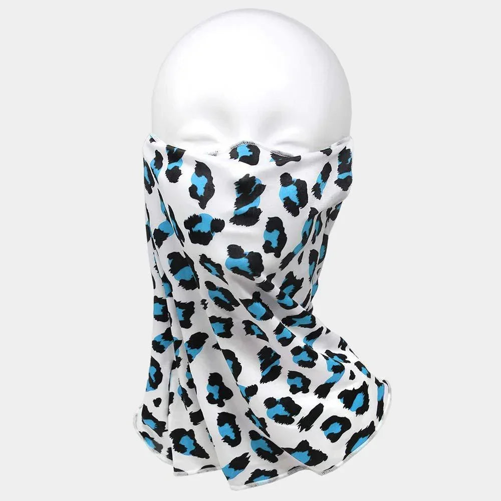 Blue Leopard Print Face Tube Mask / Scarf - Jewelry Store by Erik Rayo