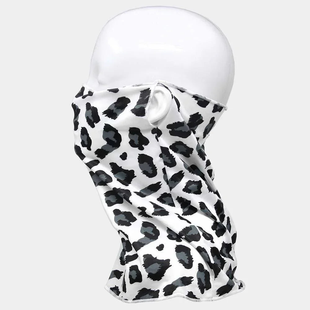 Gray Leopard Print Face Tube Mask / Scarf - Jewelry Store by Erik Rayo