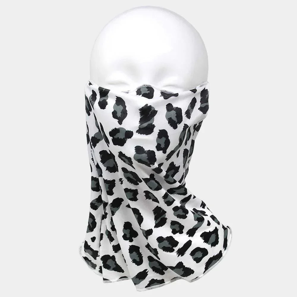 Gray Leopard Print Face Tube Mask / Scarf - Jewelry Store by Erik Rayo