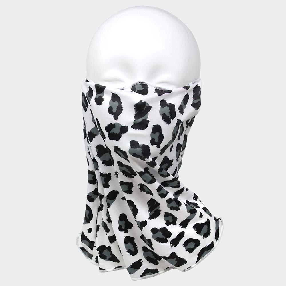 Gray Leopard Print Face Tube Mask / Scarf