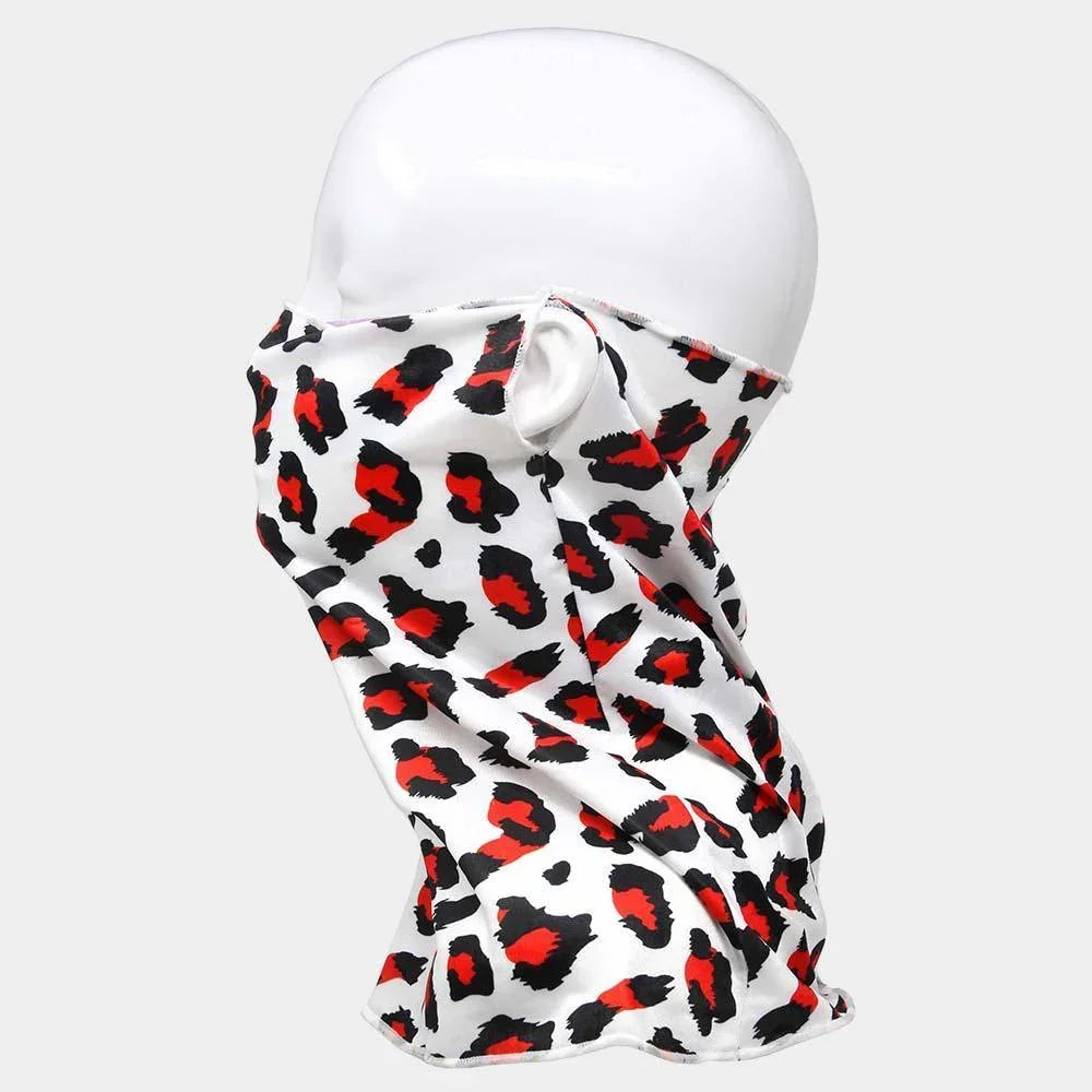 Red Leopard Print Face Tube Mask / Scarf - Jewelry Store by Erik Rayo