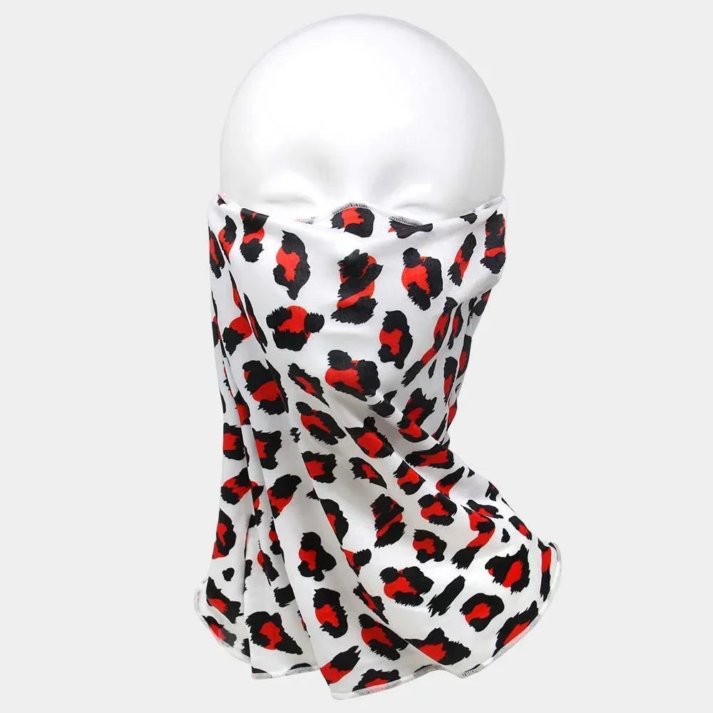 Red Leopard Print Face Tube Mask / Scarf - Jewelry Store by Erik Rayo