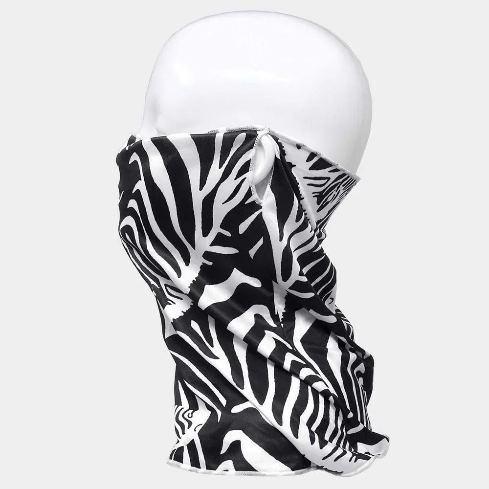Black Zebra Print Face Tube Mask / Scarf - Jewelry Store by Erik Rayo