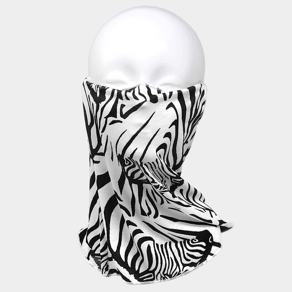 White Zebra Print Face Tube Mask / Scarf