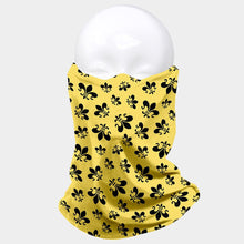 Load image into Gallery viewer, Yellow Fleur de Lis Print Seamless Face Tube Mask / Scarf
