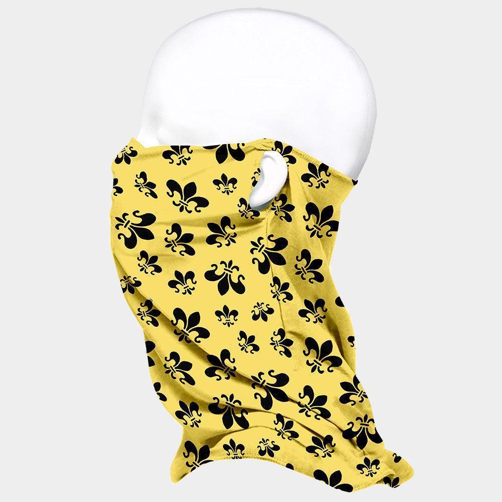 Yellow Fleur de Lis Print Seamless Face Tube Mask / Scarf - Jewelry Store by Erik Rayo