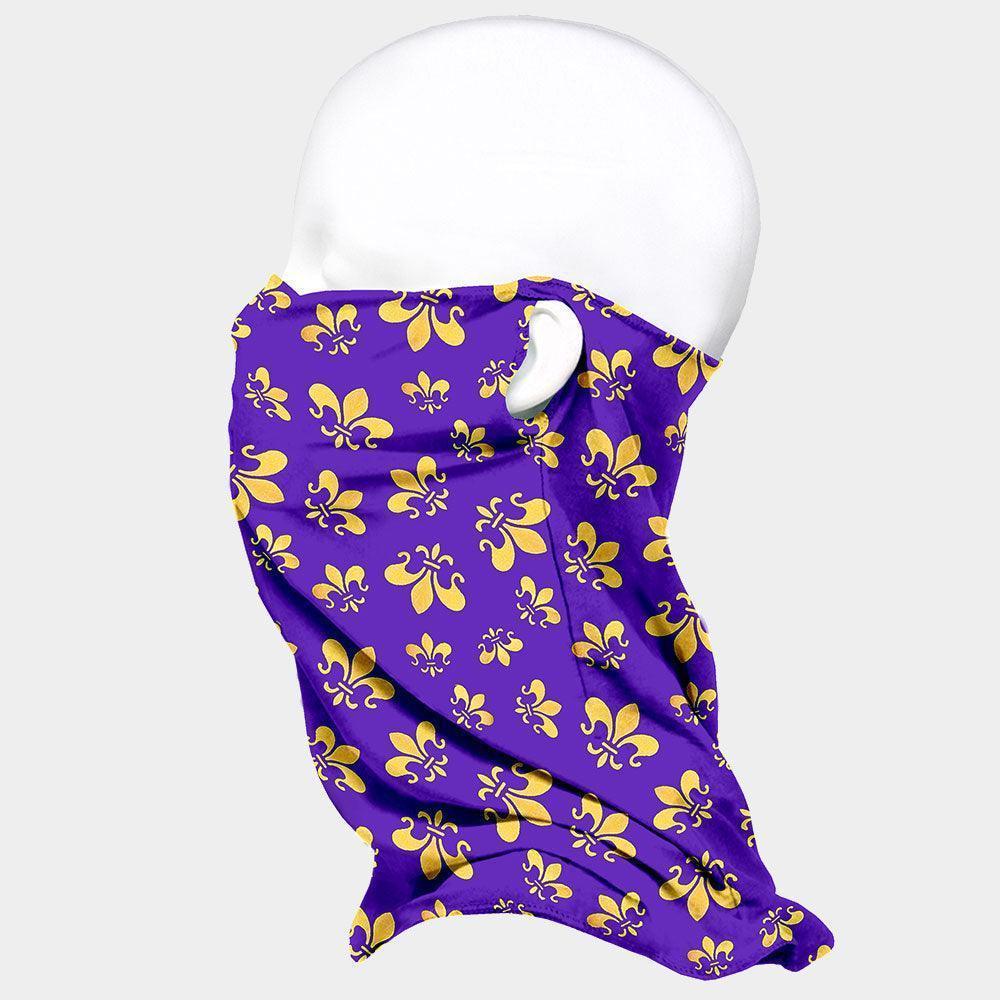 Purple Fleur de Lis Print Seamless Face Tube Mask / Scarf - Jewelry Store by Erik Rayo