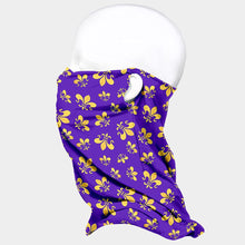 Load image into Gallery viewer, Purple Fleur de Lis Print Seamless Face Tube Mask / Scarf
