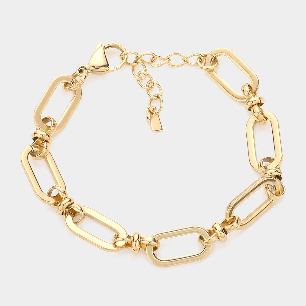 Gold 18K Gold Dipped Stainless Steel Chain Link Bracelet