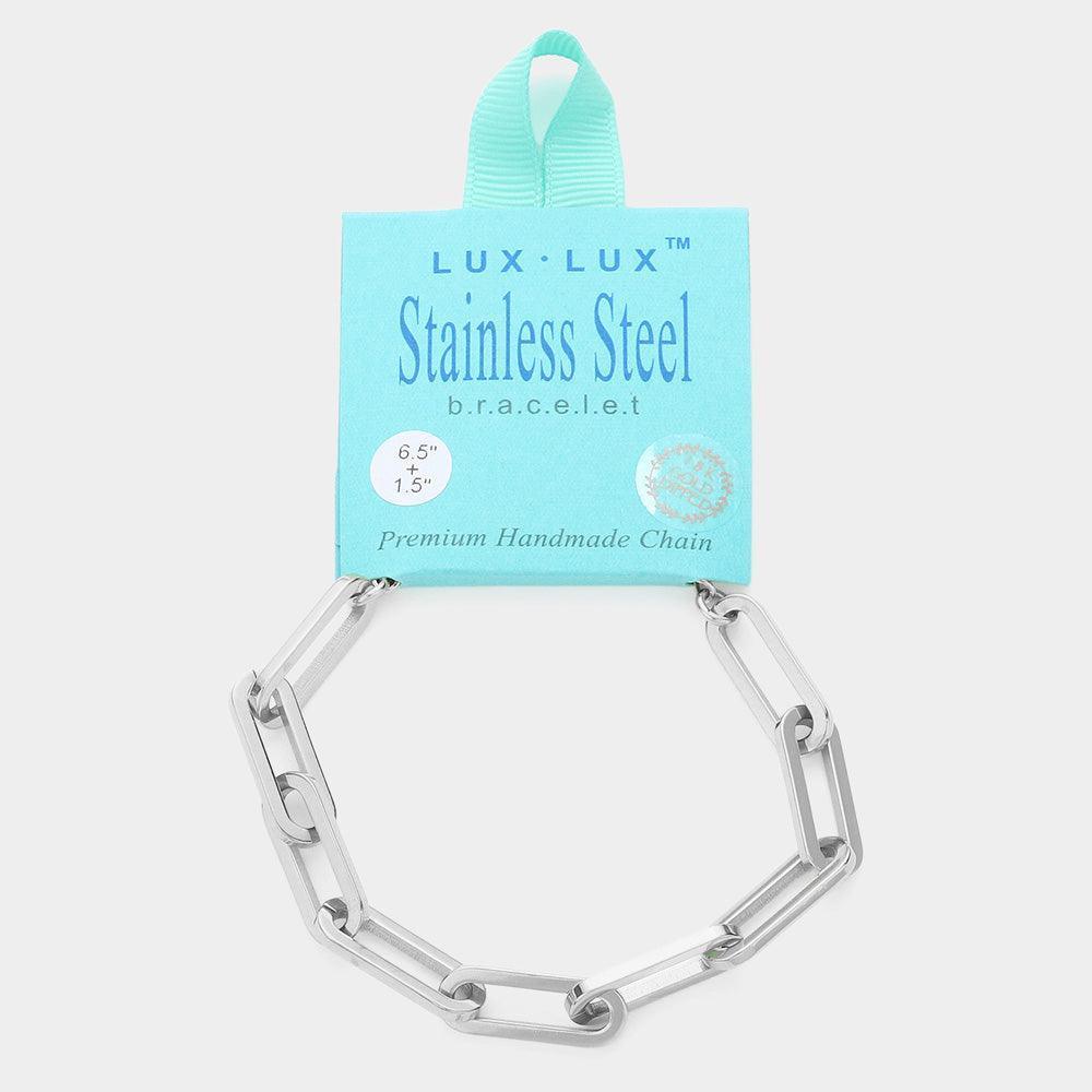 Gold 18K White Gold Dipped Stainless Steel Premium Handmade Chain Link Bracelet - Jewelry Store by Erik Rayo