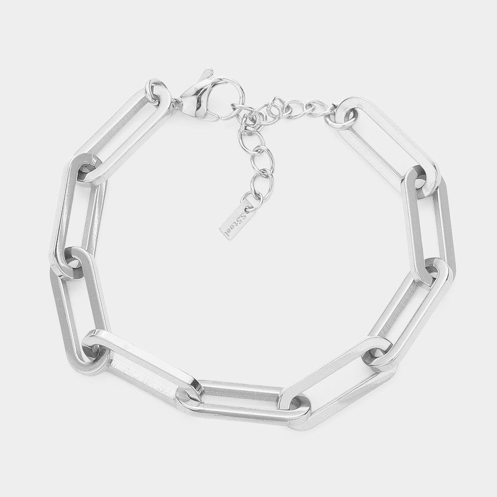 Gold 18K White Gold Dipped Stainless Steel Premium Handmade Chain Link Bracelet