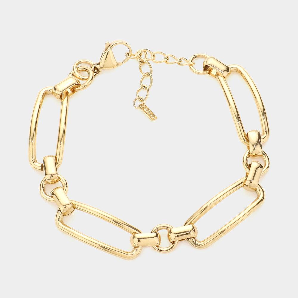 Gold 18K Gold Dipped Stainless Steel Premium Handmade Chain Link Bracelet