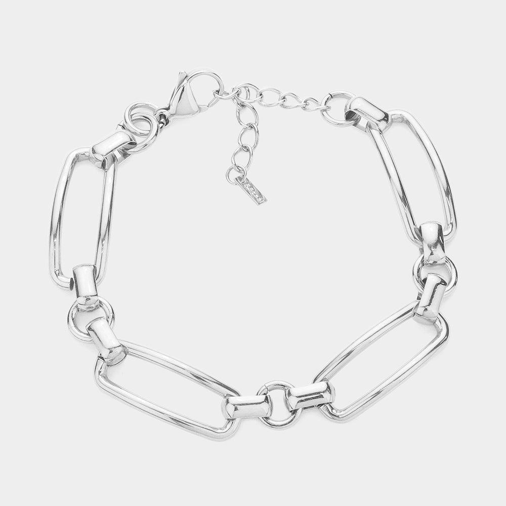 Gold 18K White Gold Dipped Stainless Steel Premium Handmade Chain Link Bracelet