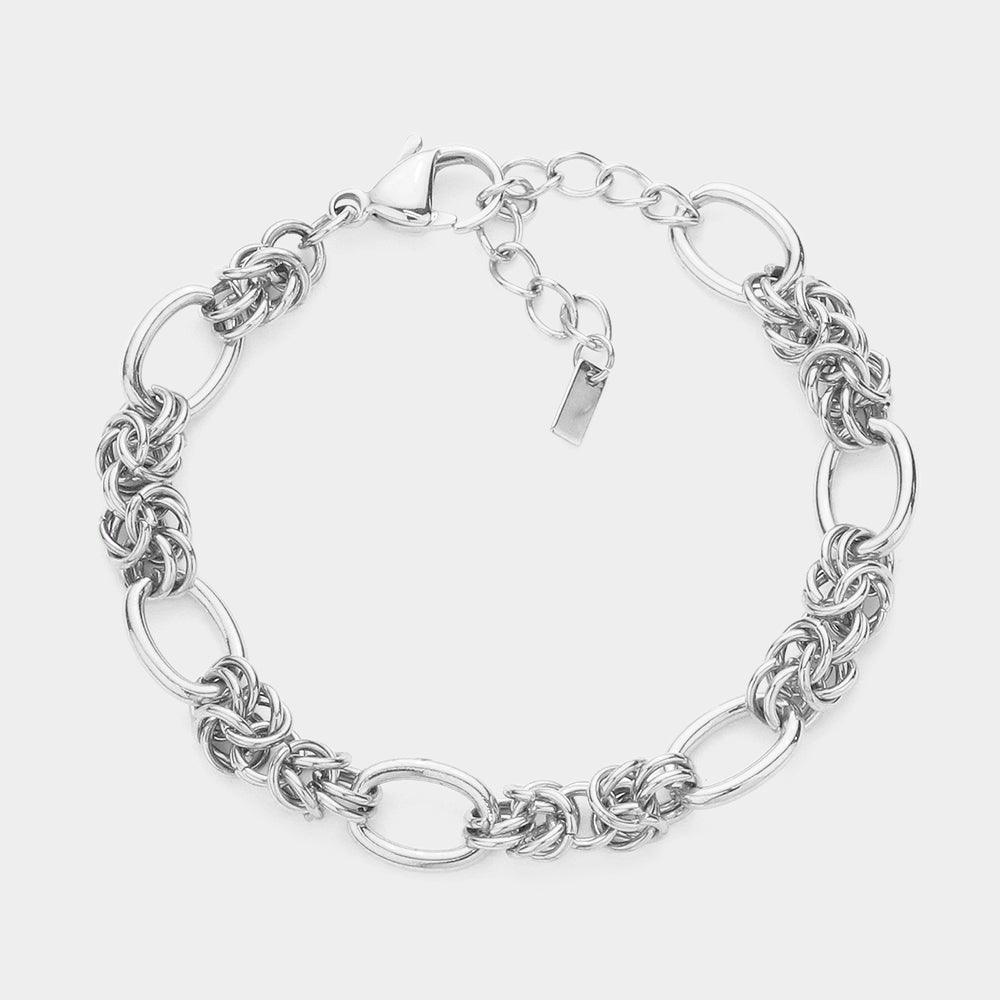 Gold 18K White Gold Dipped Stainless Steel Premium Handmade Chain Link Bracelet