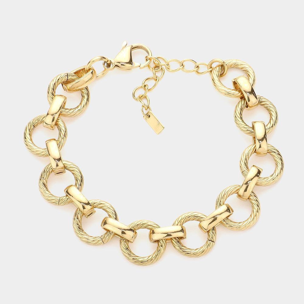 Gold 18K Gold Dipped Stainless Steel Premium Handmade Chain Link Bracelet - Jewelry Store by Erik Rayo