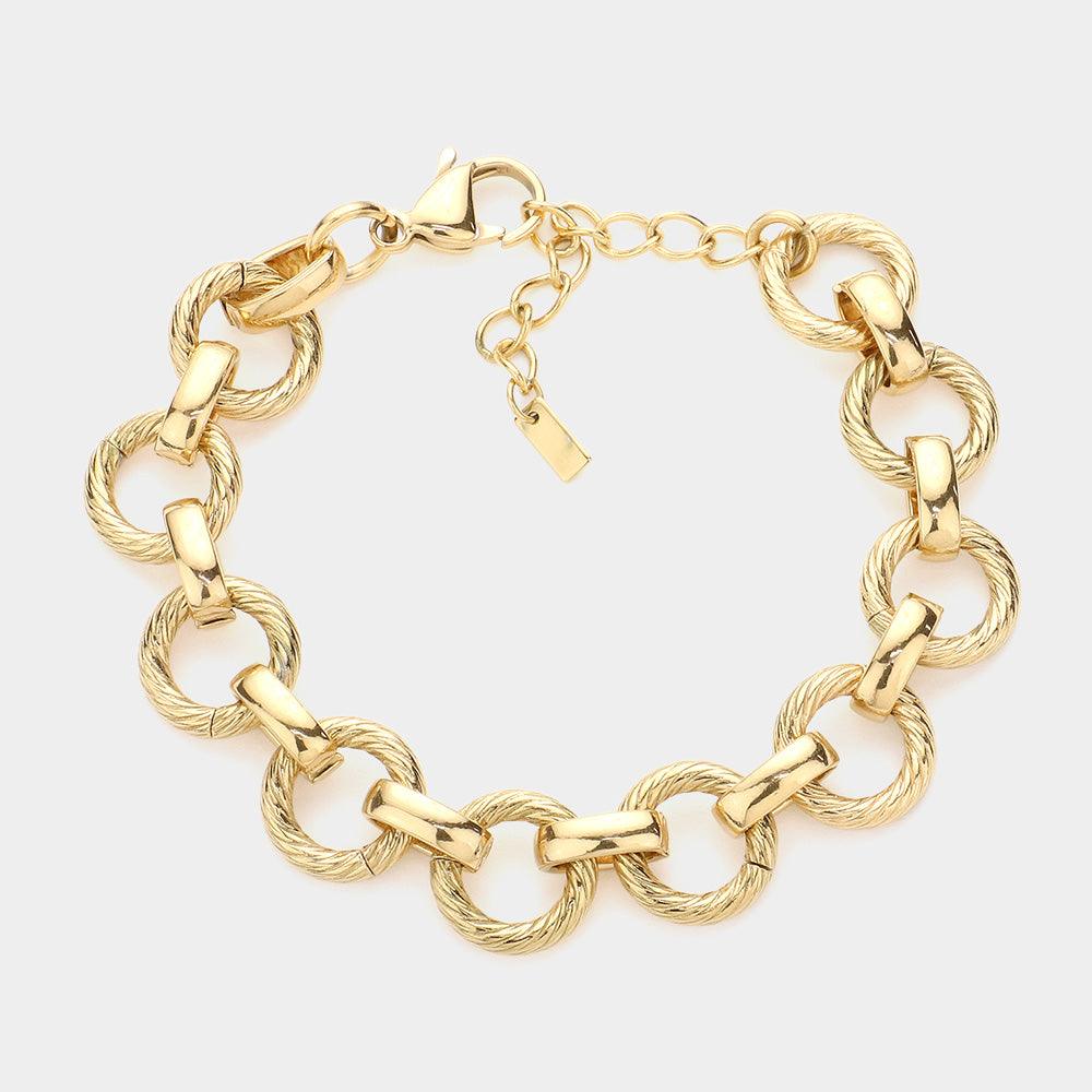 Gold 18K Gold Dipped Stainless Steel Premium Handmade Chain Link Bracelet
