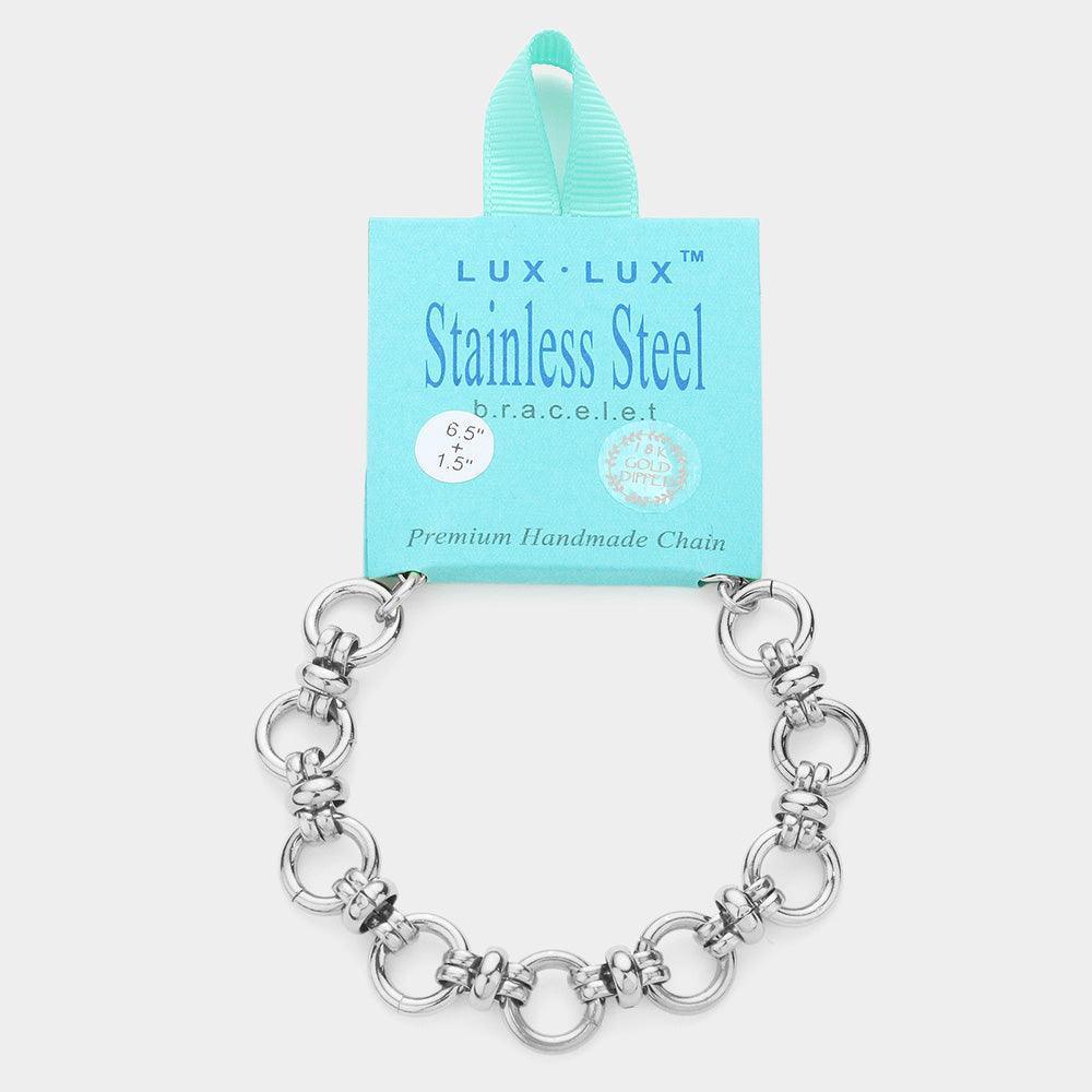 Gold 18K White Gold Dipped Stainless Steel Premium Handmade Chain Link Bracelet - Jewelry Store by Erik Rayo