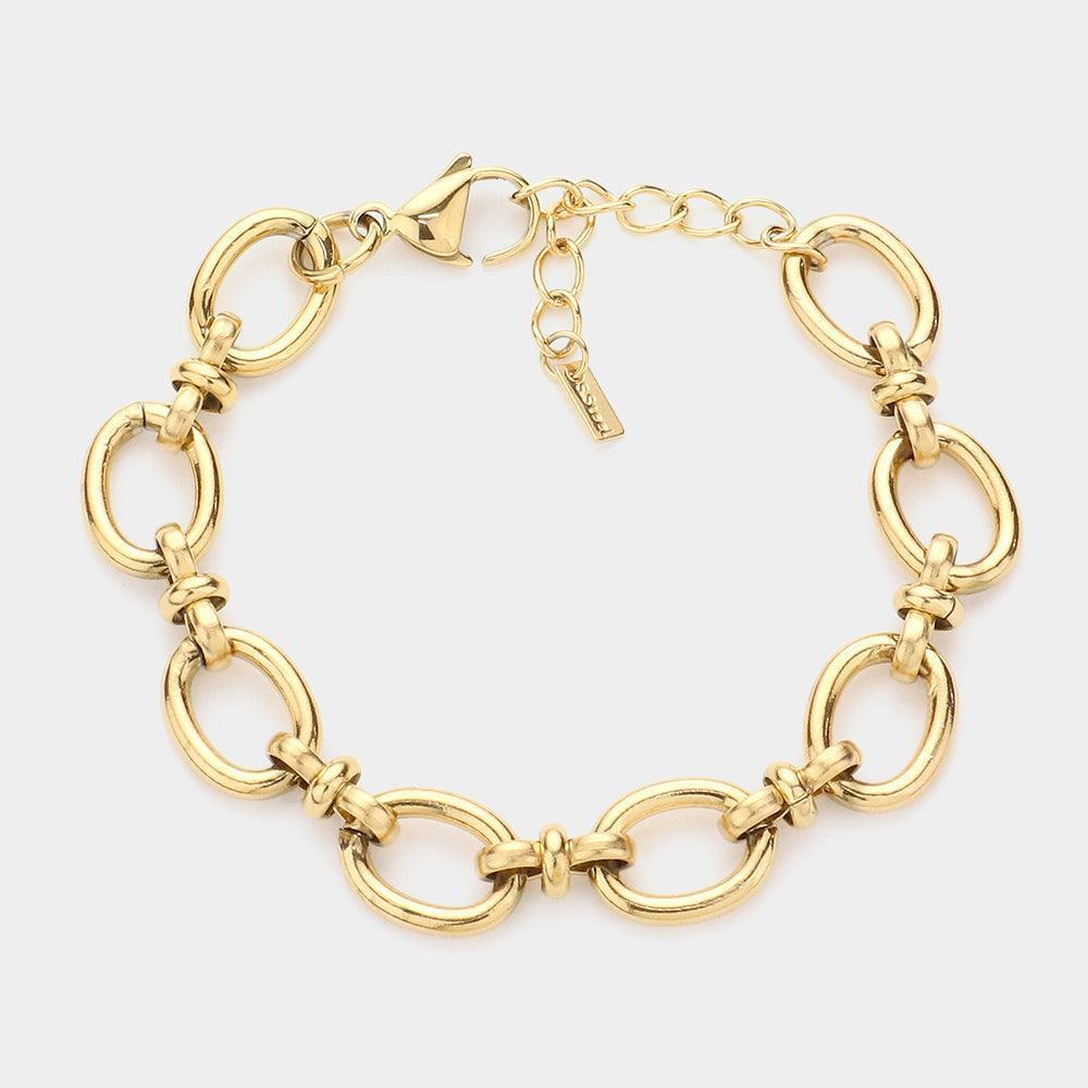 Gold 18K Gold Dipped Stainless Steel Premium Handmade Chain Link Bracelet - Jewelry Store by Erik Rayo