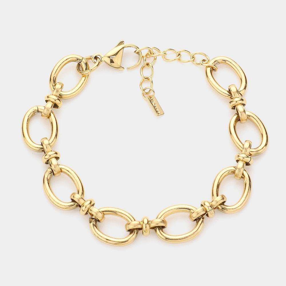 Gold 18K Gold Dipped Stainless Steel Premium Handmade Chain Link Bracelet