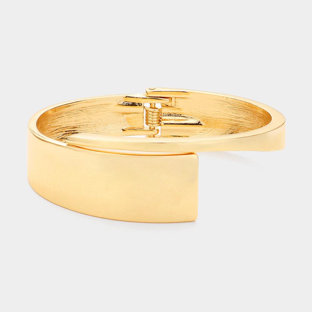 Gold Metal Hinged Bangle Bracelet