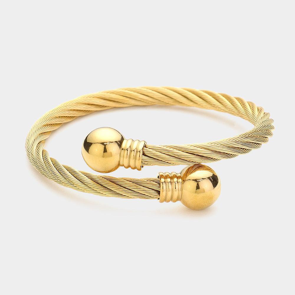 Gold Stainless Steel Ball Tip Rope Bracelet - Jewelry Store by Erik Rayo