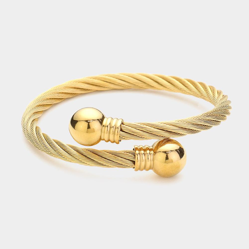 Gold Stainless Steel Ball Tip Rope Bracelet
