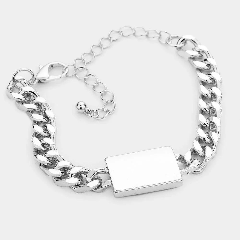 Metal ID Bar Accented Bracelet - Jewelry Store by Erik Rayo
