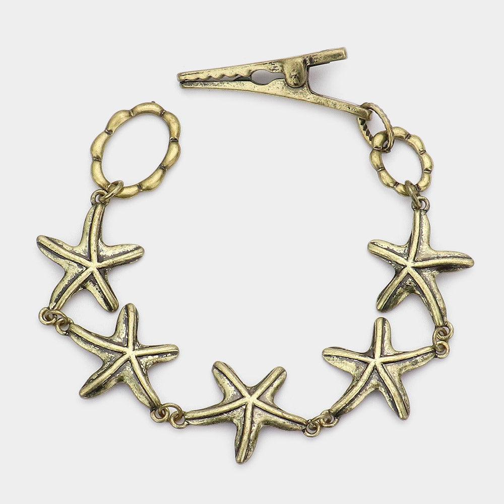 Gold Vintage Starfish Clip Bracelet - Jewelry Store by Erik Rayo