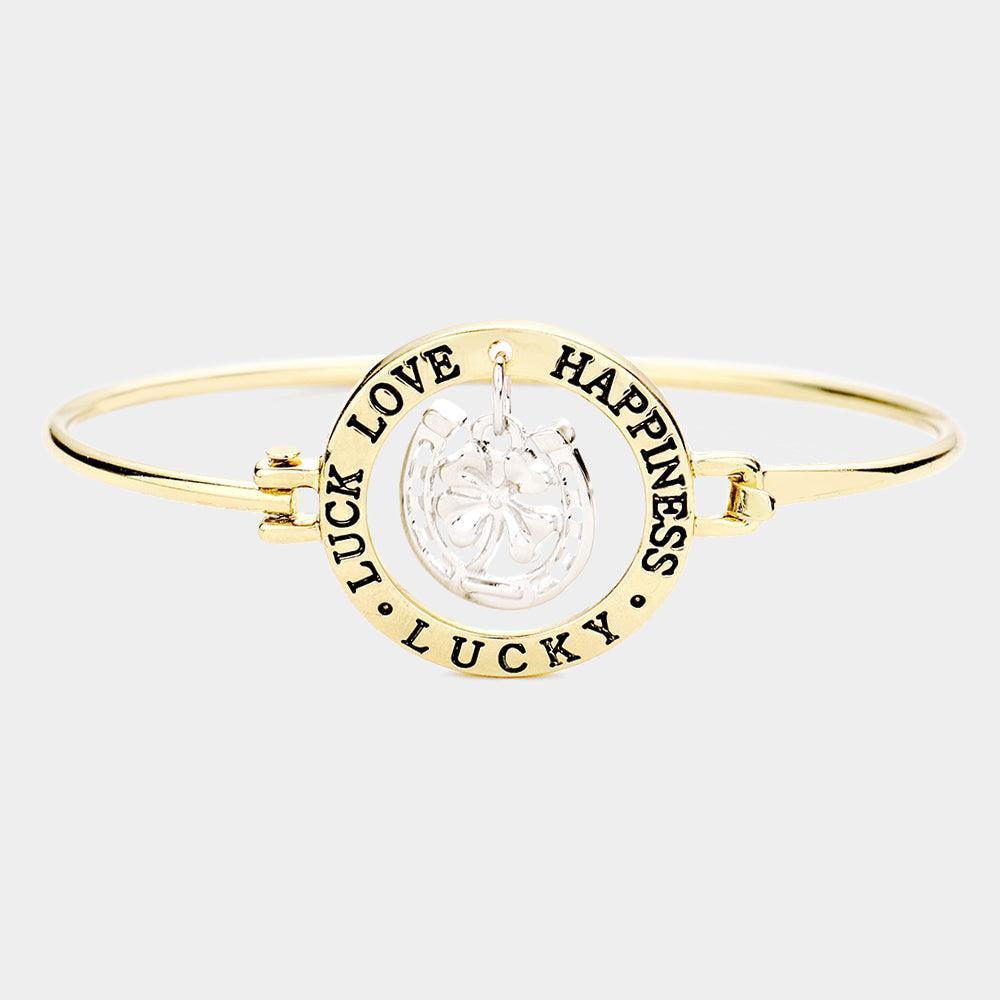 Gold Luck Love Happiness Lucky Four Leaf Clover Hook Bracelet - Jewelry Store by Erik Rayo