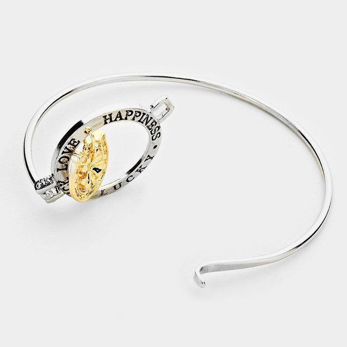 Luck Love Happiness Lucky Four Leaf Clover Hook Bracelet - Jewelry Store by Erik Rayo