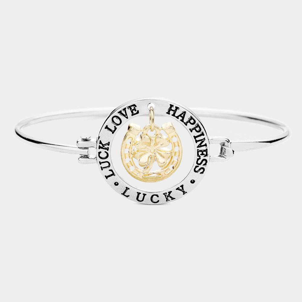 Luck Love Happiness Lucky Four Leaf Clover Hook Bracelet - Jewelry Store by Erik Rayo