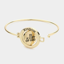 Load image into Gallery viewer, Gold Wisdom is a Gift of God Bangle Bracelet
