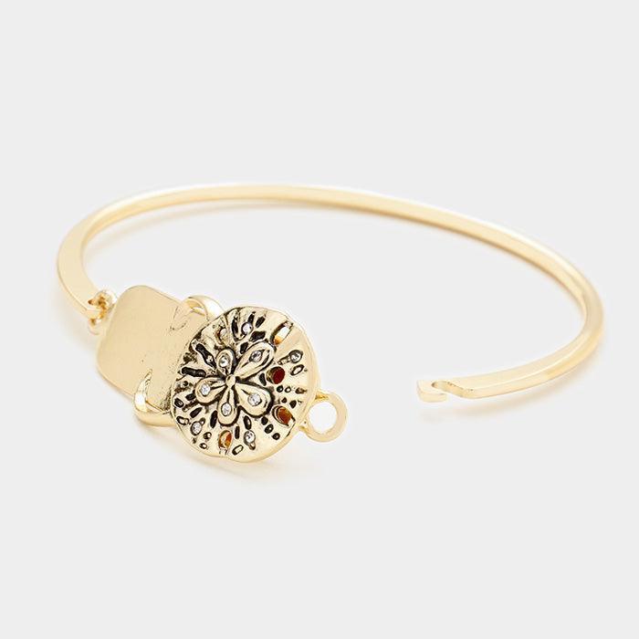 Gold Flip Flops Slippers Sand Dollar Hook Bracelet - Jewelry Store by Erik Rayo