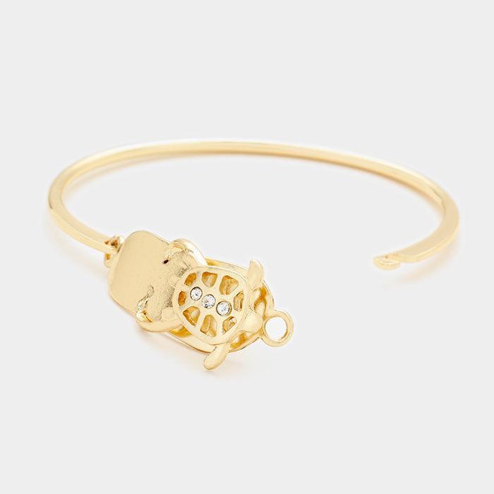 Gold Flip Flops Slippers Turtle Hook Bracelet - Jewelry Store by Erik Rayo