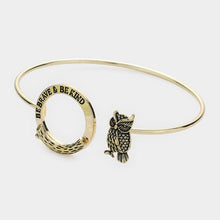 Load image into Gallery viewer, Gold Be Brave &amp; Be Kind Message Bangle Hook Bracelet
