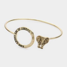 Load image into Gallery viewer, Gold Today is My Lucky Day Message Bangle Hook Bracelet
