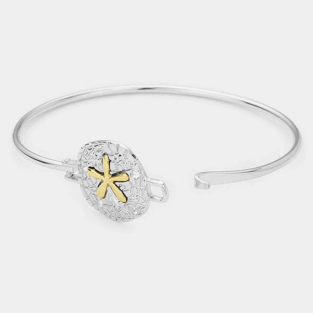 Two Tone Metal Sand Dollar Hook Bracelet - Jewelry Store by Erik Rayo