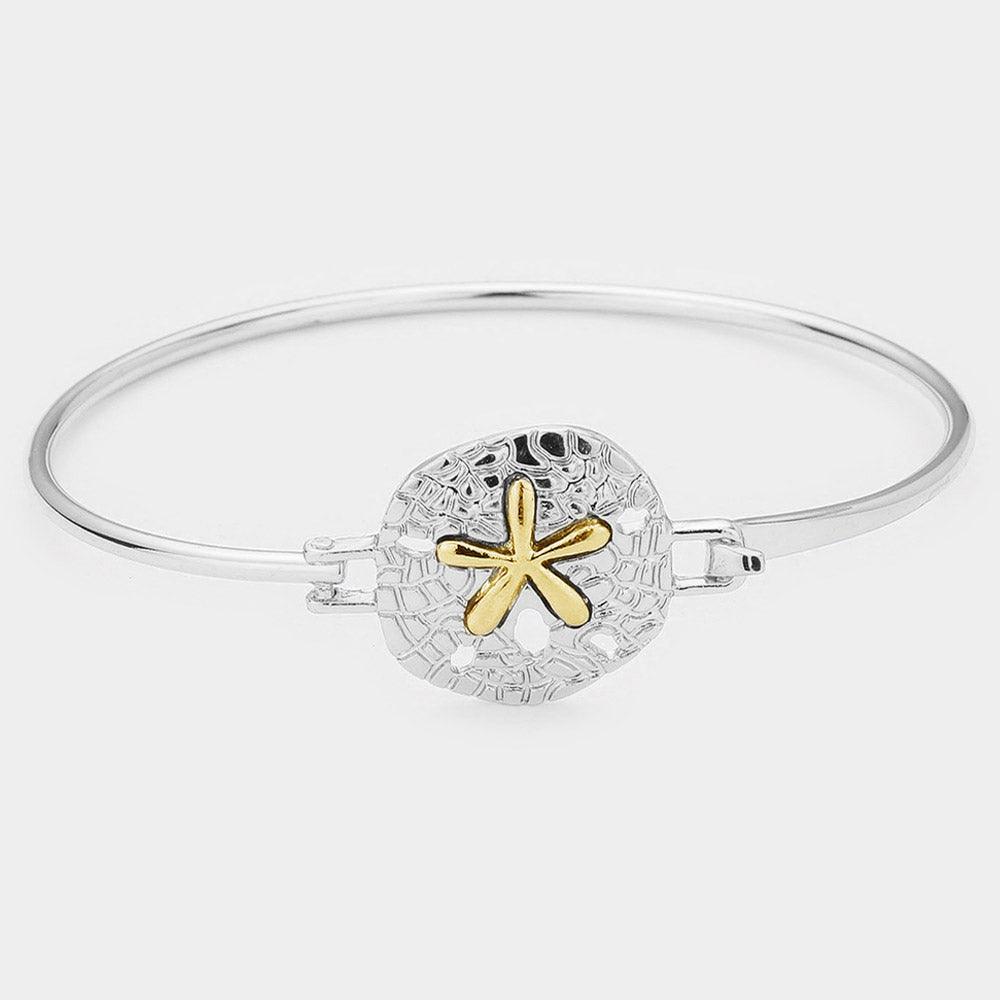 Two Tone Metal Sand Dollar Hook Bracelet - Jewelry Store by Erik Rayo