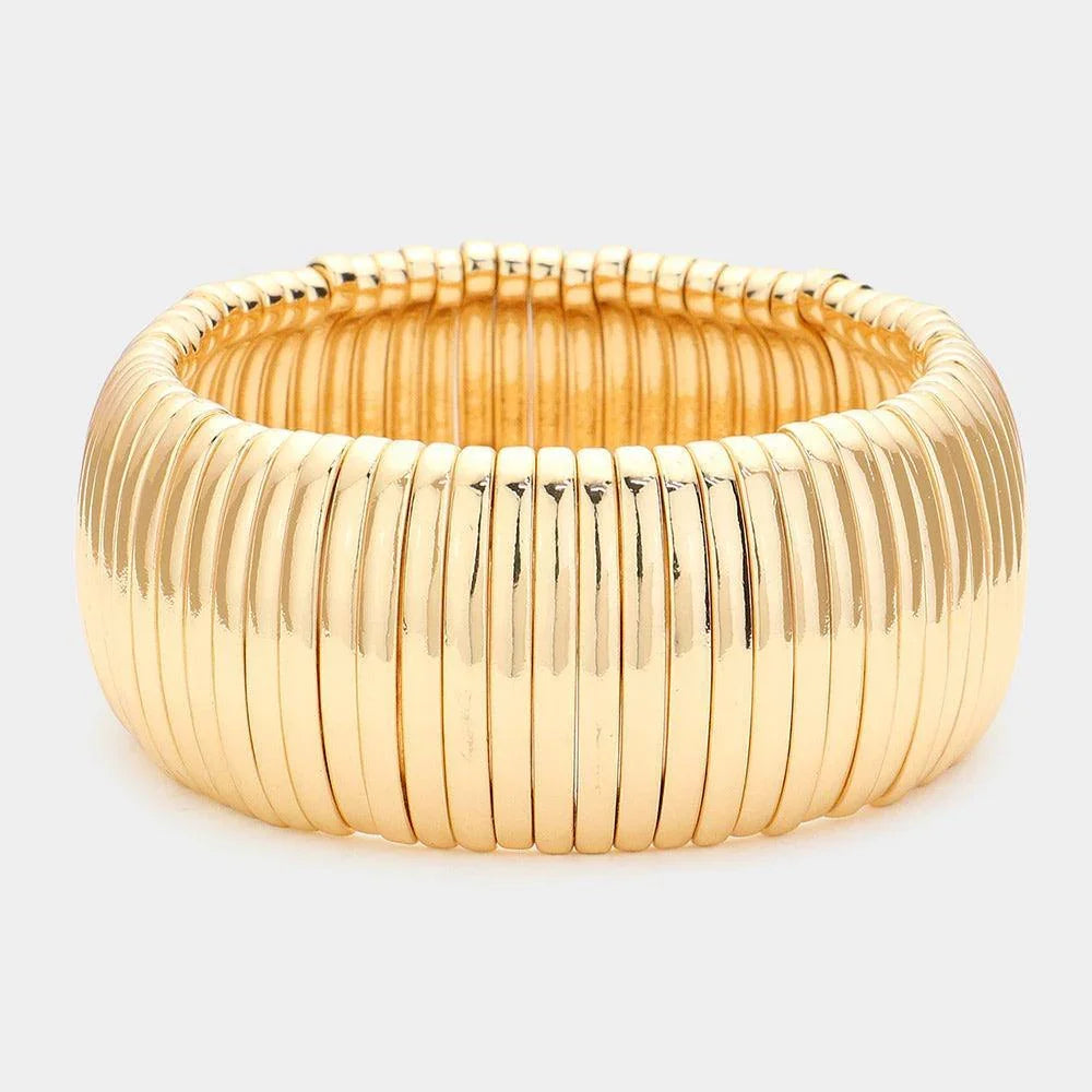 Gold Metal Bar Stretch Bracelet - Jewelry Store by Erik Rayo