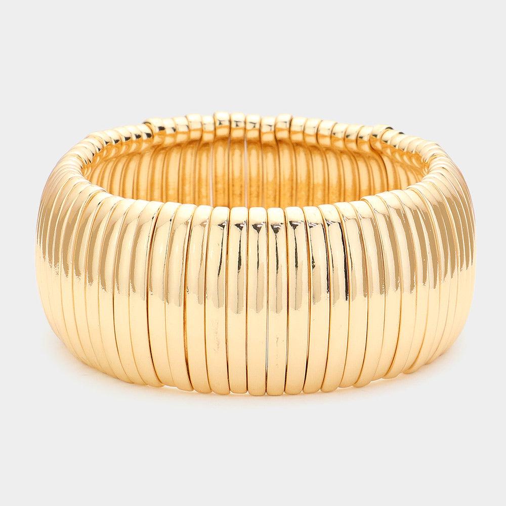 Gold Metal Bar Stretch Bracelet