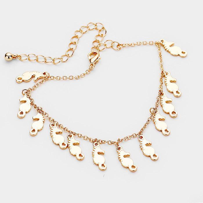 Gold Multi Seahorse Metal Charm Bracelet - Jewelry Store by Erik Rayo