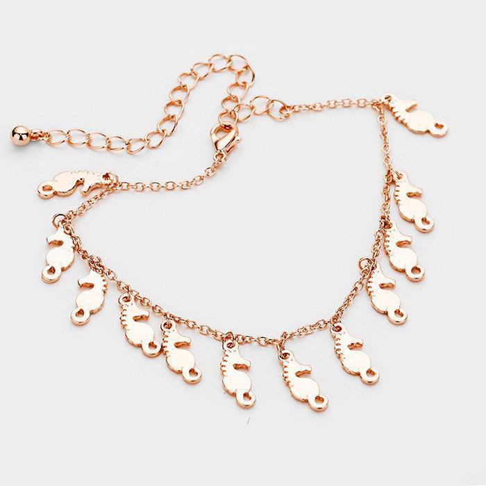 Rose Gold Multi Seahorse Metal Charm Bracelet - Jewelry Store by Erik Rayo