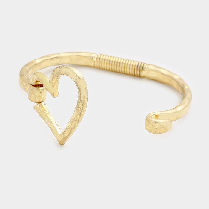 Gold Open Metal Heart Hook Bracelet - Jewelry Store by Erik Rayo