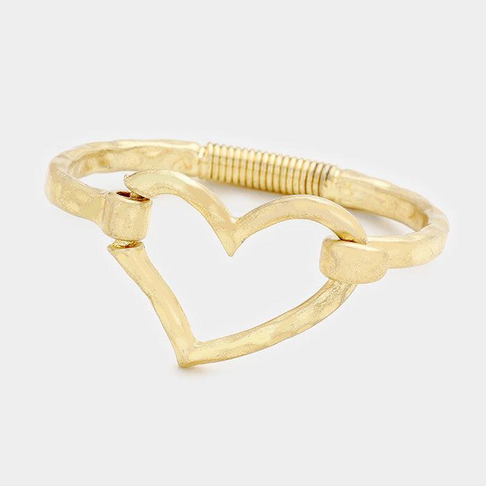 Gold Open Metal Heart Hook Bracelet - Jewelry Store by Erik Rayo