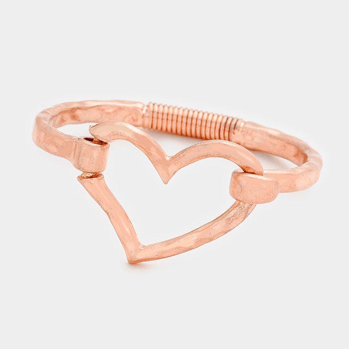 Rose Gold Open Metal Heart Hook Bracelet - Jewelry Store by Erik Rayo