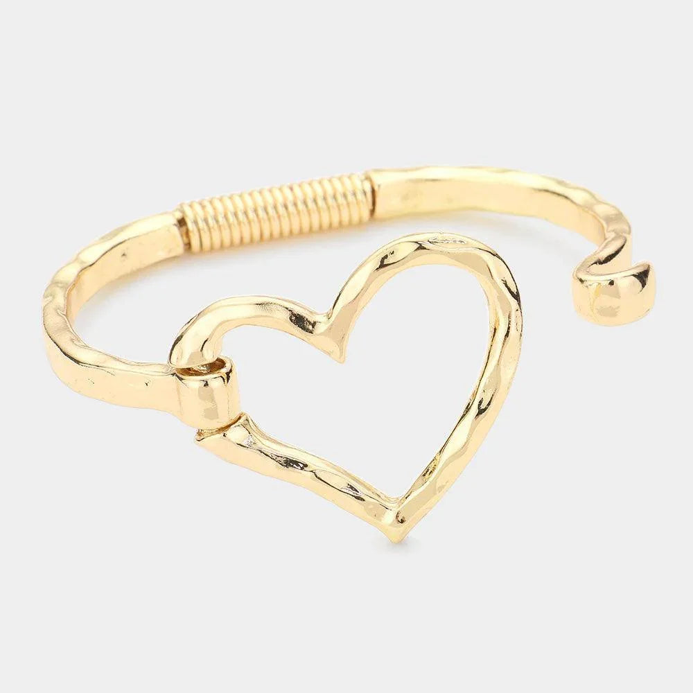 Gold Open Metal Heart Hook Bracelet - Jewelry Store by Erik Rayo