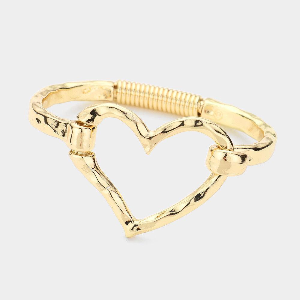 Gold Open Metal Heart Hook Bracelet - Jewelry Store by Erik Rayo