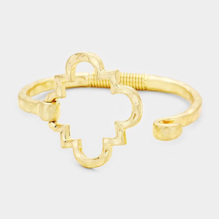 Gold Hammered Metal Petal Hook Bracelet - Jewelry Store by Erik Rayo